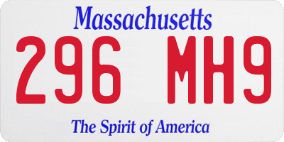 MA license plate 296MH9