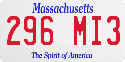 MA license plate 296MI3