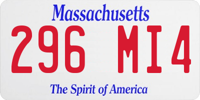 MA license plate 296MI4