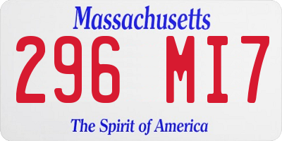MA license plate 296MI7