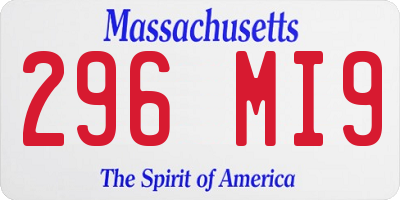 MA license plate 296MI9