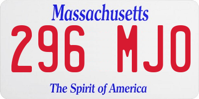 MA license plate 296MJ0