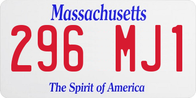 MA license plate 296MJ1