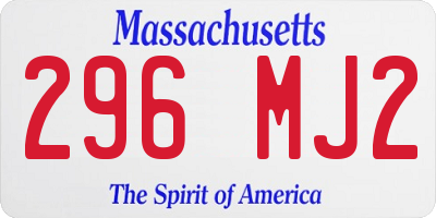 MA license plate 296MJ2