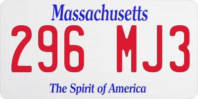 MA license plate 296MJ3