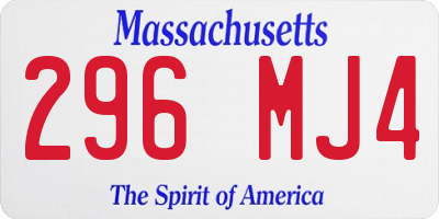 MA license plate 296MJ4