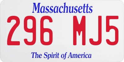 MA license plate 296MJ5