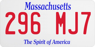 MA license plate 296MJ7