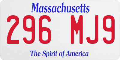 MA license plate 296MJ9