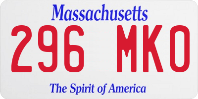 MA license plate 296MK0