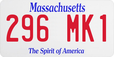 MA license plate 296MK1