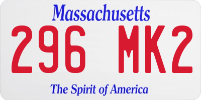 MA license plate 296MK2