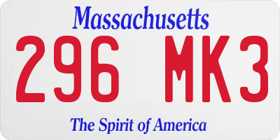 MA license plate 296MK3