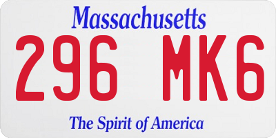 MA license plate 296MK6