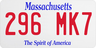 MA license plate 296MK7