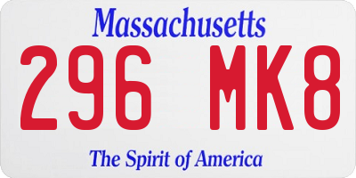 MA license plate 296MK8