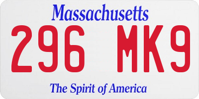 MA license plate 296MK9