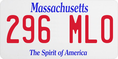 MA license plate 296ML0