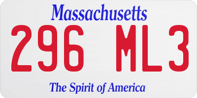 MA license plate 296ML3