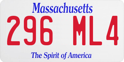 MA license plate 296ML4