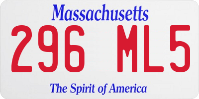 MA license plate 296ML5