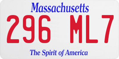 MA license plate 296ML7