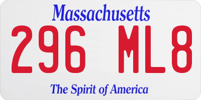 MA license plate 296ML8