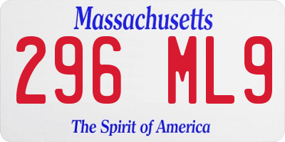 MA license plate 296ML9