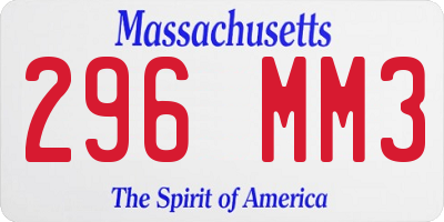 MA license plate 296MM3