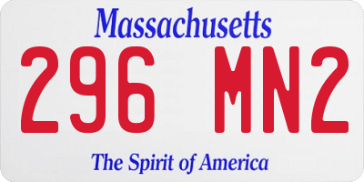 MA license plate 296MN2