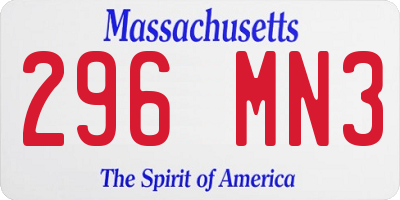 MA license plate 296MN3