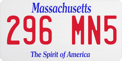MA license plate 296MN5
