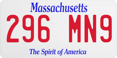 MA license plate 296MN9
