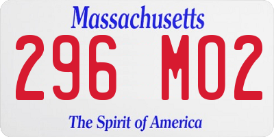 MA license plate 296MO2