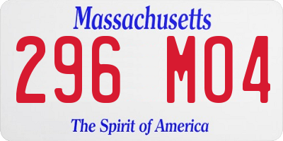 MA license plate 296MO4
