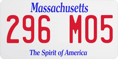 MA license plate 296MO5