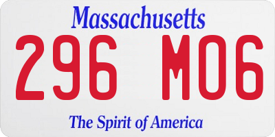 MA license plate 296MO6