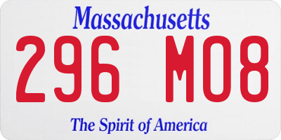 MA license plate 296MO8
