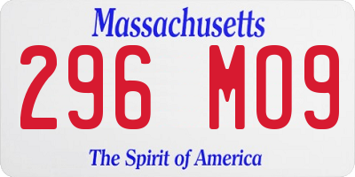 MA license plate 296MO9