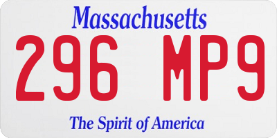 MA license plate 296MP9