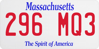 MA license plate 296MQ3