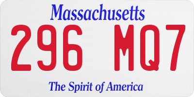 MA license plate 296MQ7