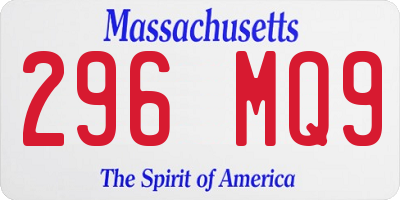 MA license plate 296MQ9
