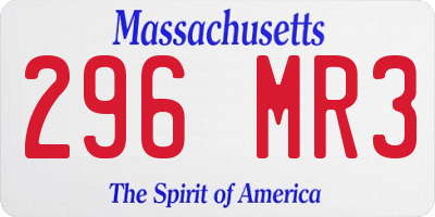 MA license plate 296MR3