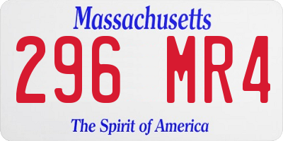 MA license plate 296MR4