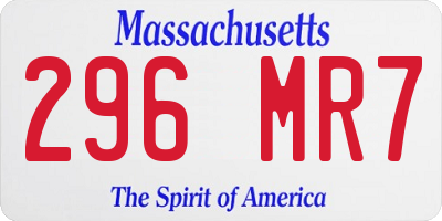 MA license plate 296MR7
