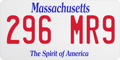 MA license plate 296MR9