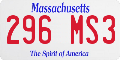 MA license plate 296MS3