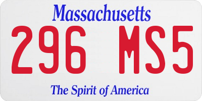 MA license plate 296MS5