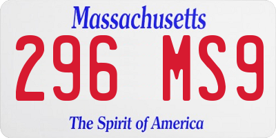 MA license plate 296MS9